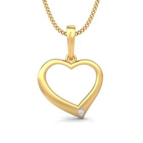 Shimmering Heart Pendants 0.02 Ct Diamond Solid 14K Gold