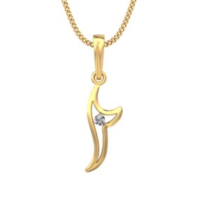 Beautiful Solitaire Pendant Necklace 0.05 Ct Diamond Solid 14K Gold