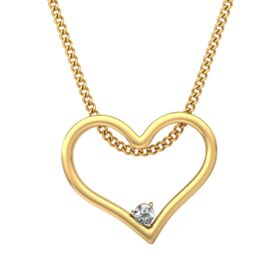 Bold Heart Pendants 0.025 Ct Diamond Solid 14K Gold