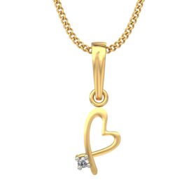 Charming Heart Pendants 0.05 Ct Diamond Solid 14K Gold