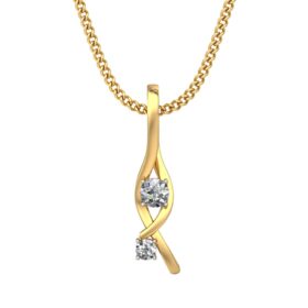 Dramatic Solitaire Pendant 0.185 Ct Diamond Solid 14K Gold