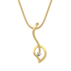 Handmade Solitaire Pendant 0.125 Ct Diamond Solid 14K Gold