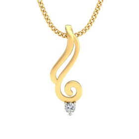 Handcrafted Solitaire Pendant Necklace 0.11 Ct Diamond Solid 14K Gold