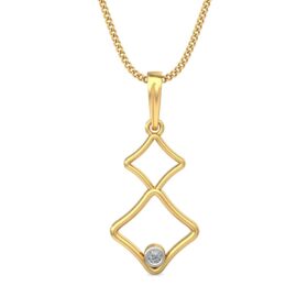 Fashionable Diamond Solitaire Pendant 0.14 Ct Diamond Solid 14K Gold