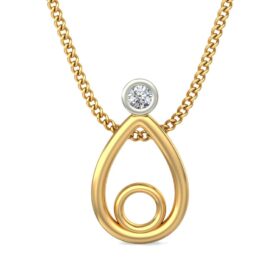 Exatic Diamond Solitaire Pendant Necklace 0.15 Ct Diamond Solid 14K Gold