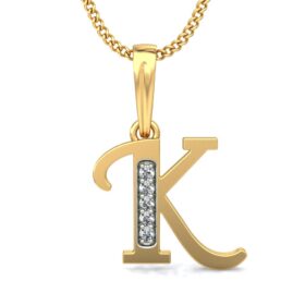 Dramatic K Diamond Letter Pendant 0.05 Ct Diamond Solid 14K Gold