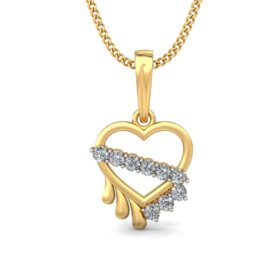 Exatic Heart Pendants 0.165 Ct Diamond Solid 14K Gold