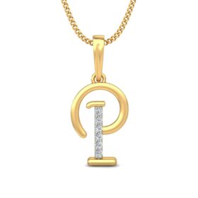 Adorable P Alphabet Pendant 0.06 Ct Diamond Solid 14K Gold