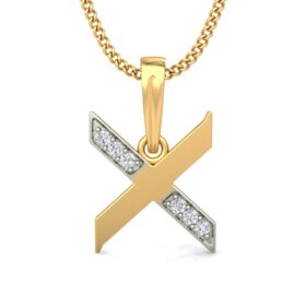 Adorable X Alphabet Pendant 0.06 Ct Diamond Solid 14K Gold