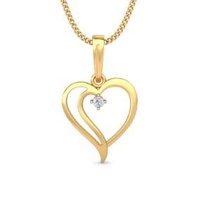 Classic Heart Pendants 0.05 Ct Diamond Solid 14K Gold