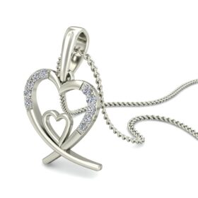 Contemporary Diamond Heart Pendants 0.1 Ct Diamond Solid 14K Gold