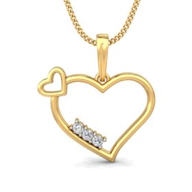 Handcrafted Heart Pendants 0.06 Ct Diamond Solid 14K Gold
