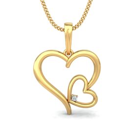 Gorgeous Gold Heart Necklace 0.025 Ct Diamond Solid 14K Gold