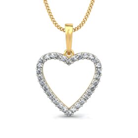 Glittering Heart Necklace 0.32 Ct Diamond Solid 14K Gold