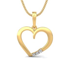 Flawless Gold Heart Necklace 0.05 Ct Diamond Solid 14K Gold