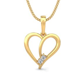 Fashionable Heart Necklace 0.04 Ct Diamond Solid 14K Gold
