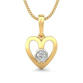 Exatic Heart Necklace 0.14 Ct Diamond Solid 14K Gold