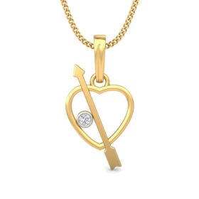 Lovely Heart Pendants 0.05 Ct Diamond Solid 14K Gold