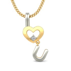 Precious Love Pendant 0.05 Ct Diamond Solid 14K Gold