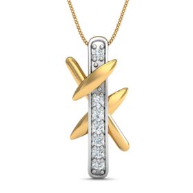 Bold pendant necklace 0.105 Ct Diamond Solid 14K Gold