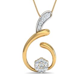 Brilliant gold pendant 0.176 Ct Diamond Solid 14K Gold