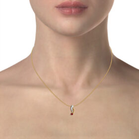 Graceful gemstone pendant 0.18 Ct Diamond Solid 14K Gold