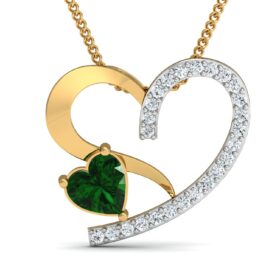 Unique gemstone pendant 0.25 Ct Diamond Solid 14K Gold