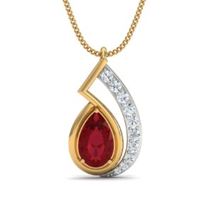 Bold gemstone pendant 0.16 Ct Diamond Solid 14K Gold