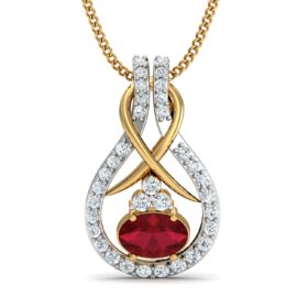 Classic gemstone pendant 0.34 Ct Diamond Solid 14K Gold