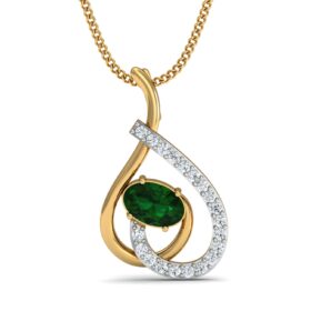 Contemporary gemstone pendant 0.2 Ct Diamond Solid 14K Gold