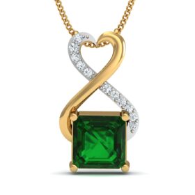 Designer gemstone pendant 0.11 Ct Diamond Solid 14K Gold