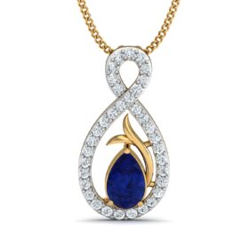 Dramatic gemstone pendant 0.35 Ct Diamond Solid 14K Gold