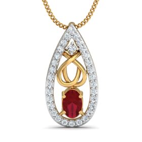 Handcrafted gemstone pendant 0.31 Ct Diamond Solid 14K Gold