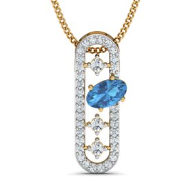 Graceful gemstone pendant 0.35 Ct Diamond Solid 14K Gold