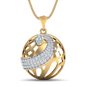 Shimmering gold pendant 0.6 Ct Diamond Solid 14K Gold