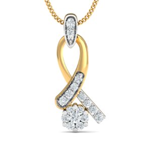 Dramatic gold pendant necklace 0.24 Ct Diamond Solid 14K Gold