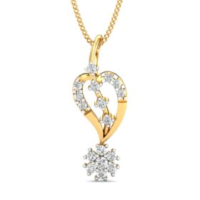Handcrafted white gold pendant 0.22 Ct Diamond Solid 14K Gold
