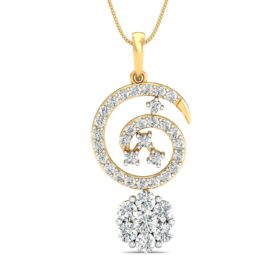 Floral diamond pendant necklace 0.705 Ct Diamond Solid 14K Gold