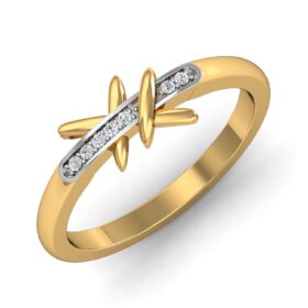 Bold Casual Gold Rings 0.07 Ct Diamond Solid 14K Gold