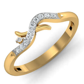 Dramatic Fashion Ring 0.11 Ct Diamond Solid 14K Gold