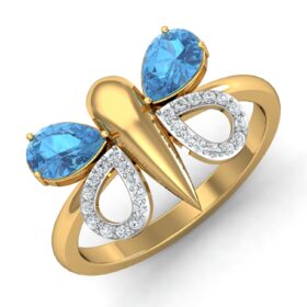 Elegant Casual Rings For Ladies 0.26 Ct Diamond Solid 14K Gold