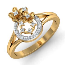 Floral Promise Rings For Women 0.2 Ct Diamond Solid 14K Gold