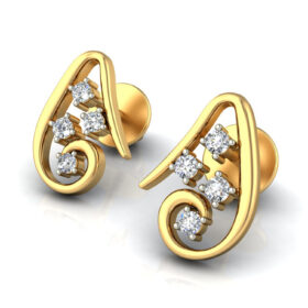 Adorable stud earrings 0.16 Ct Diamond Solid 14K Gold