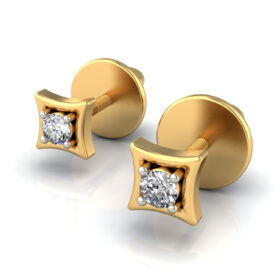 Brilliant gold stud earrings 0.1 Ct Diamond Solid 14K Gold
