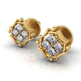 Glittering gold stud earrings 0.16 Ct Diamond Solid 14K Gold