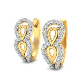 Fashionable diamond hoop earrings 0.56 Ct Diamond Solid 14K Gold