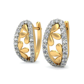 Exatic gold hoop earrings 0.42 Ct Diamond Solid 14K Gold