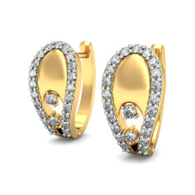 Precious hoop earrings 0.46 Ct Diamond Solid 14K Gold