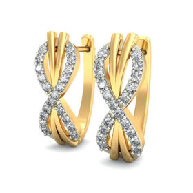 Stunning hoop earrings 0.4 Ct Diamond Solid 14K Gold