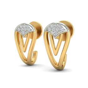 Shimmering gold hoop earrings 0.14 Ct Diamond Solid 14K Gold